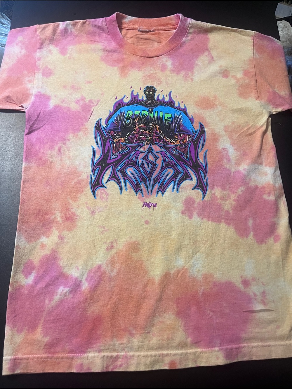 Tie-Dye Graphic Bernie T-Shirt - Pink & Peach